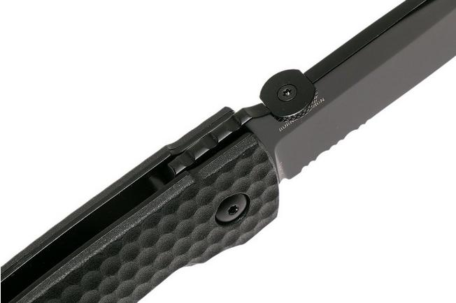 Image for CRKT Aux Folder 1221K Black Serrated pocket knife, Lucas Burnley design