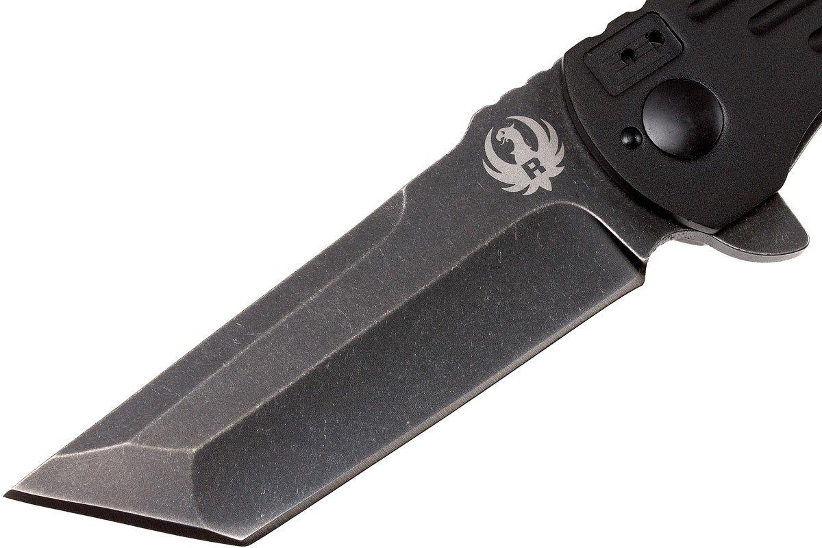 Ruger Windage Taschenmesser – Grau, 22,5 Cm Gesamtlänge, Klinge 9,6 Cm, Flipper-Öffnung
