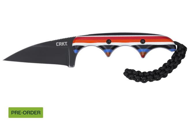 Afbeelding voor CRKT Minimalist Wharncliffe 2385G Blackwashed D2, Multicolored Layered G10, nekmes, Alan Folts design 