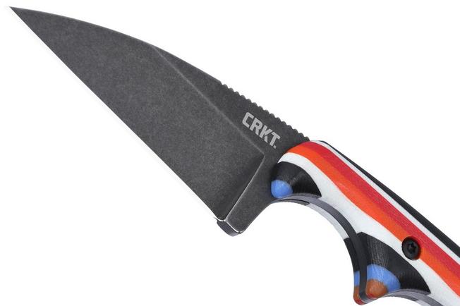 Afbeelding voor CRKT Minimalist Wharncliffe 2385G Blackwashed D2, Multicolored Layered G10, nekmes, Alan Folts design 