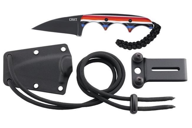 Afbeelding voor CRKT Minimalist Wharncliffe 2385G Blackwashed D2, Multicolored Layered G10, nekmes, Alan Folts design 