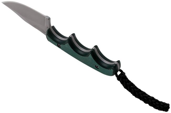 CRKT Folts Minimalist Bowie Neck Knife, Black & Green MIcarta