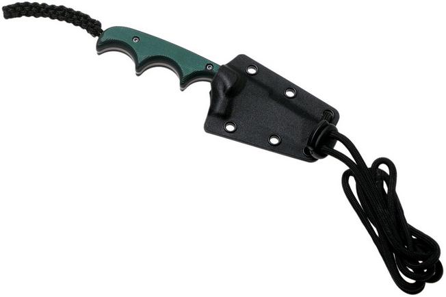 CRKT Folts Minimalist Bowie Neck Knife, Black & Green MIcarta