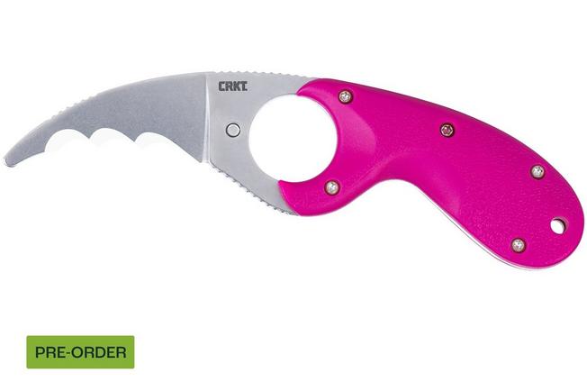 Image for CRKT Bear Claw Veff Serrations 2511F Stonewashed AUS8, Pink GRN, rescue knife, Russ Kommer design