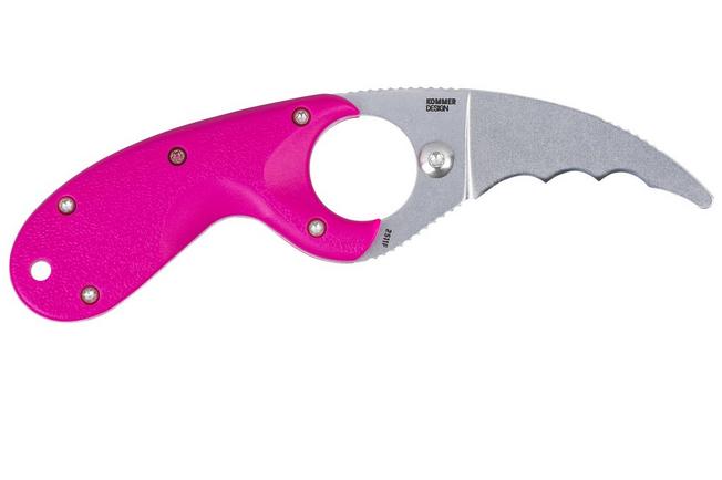 Image for CRKT Bear Claw Veff Serrations 2511F Stonewashed AUS8, Pink GRN, rescue knife, Russ Kommer design