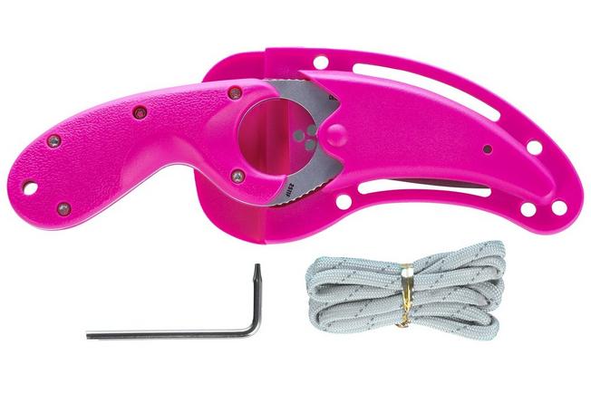 Image for CRKT Bear Claw Veff Serrations 2511F Stonewashed AUS8, Pink GRN, rescue knife, Russ Kommer design