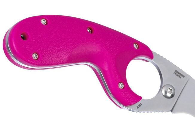 Image for CRKT Bear Claw Veff Serrations 2511F Stonewashed AUS8, Pink GRN, rescue knife, Russ Kommer design