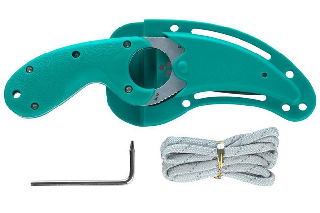 Image for CRKT Bear Claw Veff Serrations 2511T Stonewashed AUS8, Green GRN, rescue knife, Russ Kommer design