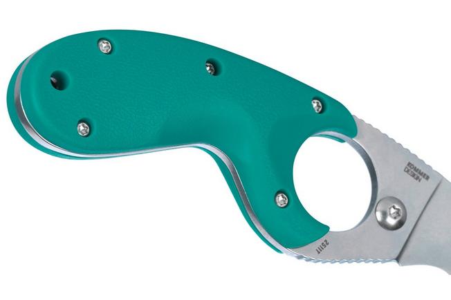 Image for CRKT Bear Claw Veff Serrations 2511T Stonewashed AUS8, Green GRN, rescue knife, Russ Kommer design