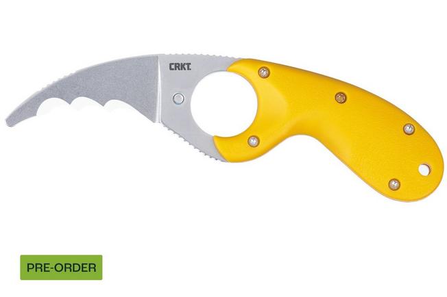 Image for CRKT Bear Claw Veff Serrations 2511Y Stonewashed AUS8, Yellow GRN, rescue knife, Russ Kommer design