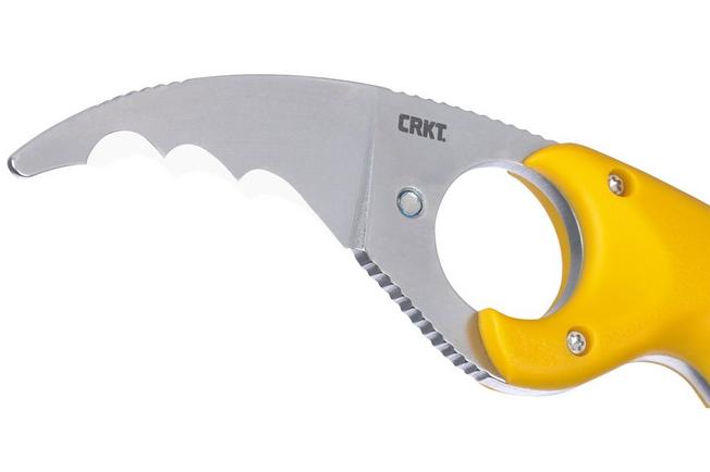 Image for CRKT Bear Claw Veff Serrations 2511Y Stonewashed AUS8, Yellow GRN, rescue knife, Russ Kommer design