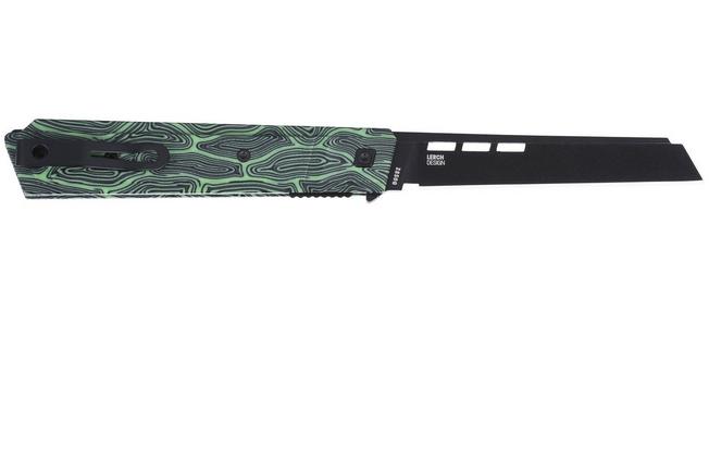 Obraz dla Nóż składany CRKT Zephyr 3850G Black Titanium Nitride 14C28N, Green White G10, projekt Matthew Lerch