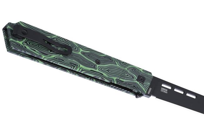 Obraz dla Nóż składany CRKT Zephyr 3850G Black Titanium Nitride 14C28N, Green White G10, projekt Matthew Lerch