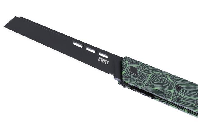 Obraz dla Nóż składany CRKT Zephyr 3850G Black Titanium Nitride 14C28N, Green White G10, projekt Matthew Lerch