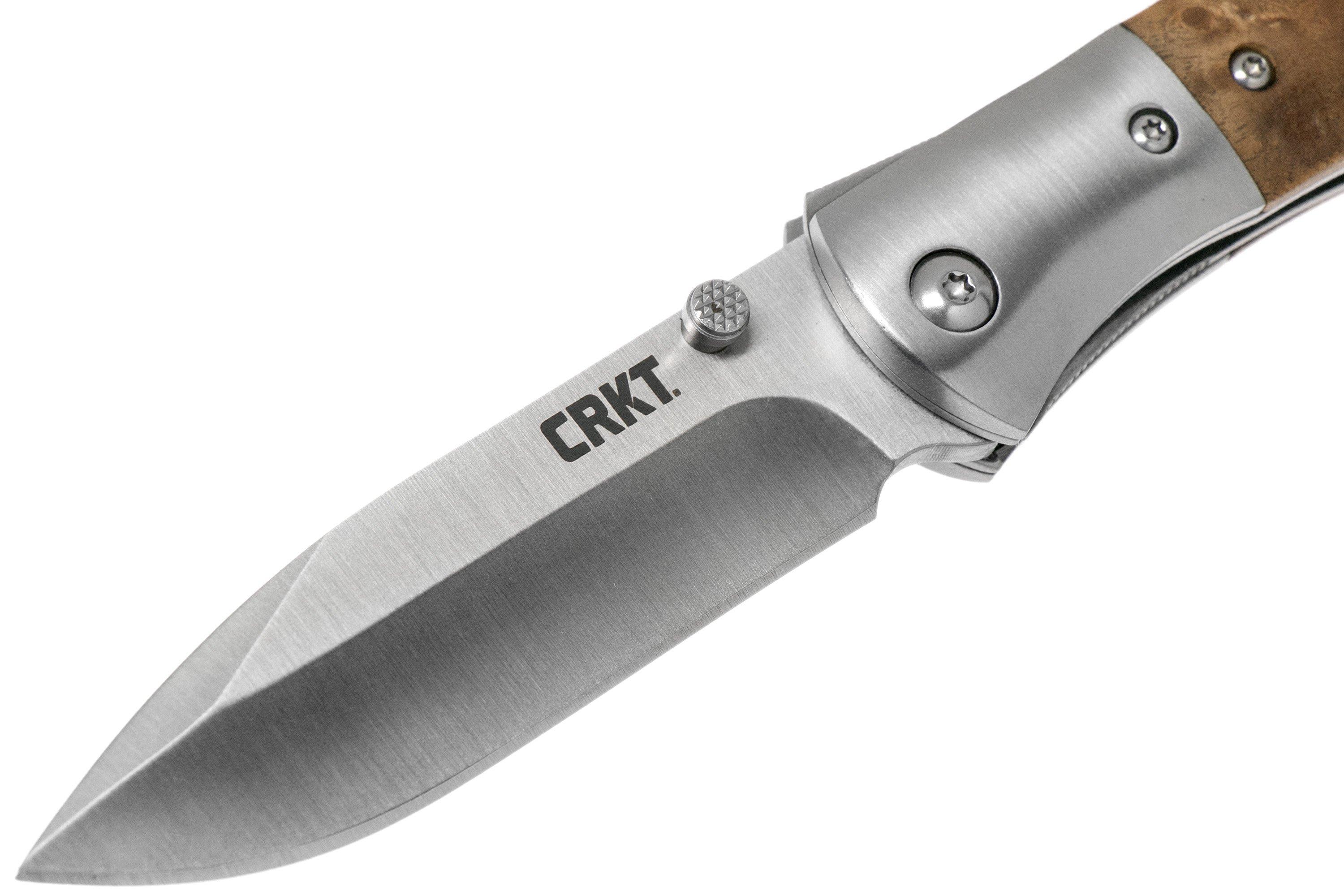 CRKT M402W Burled Wood pocket knife, Kit Carson design