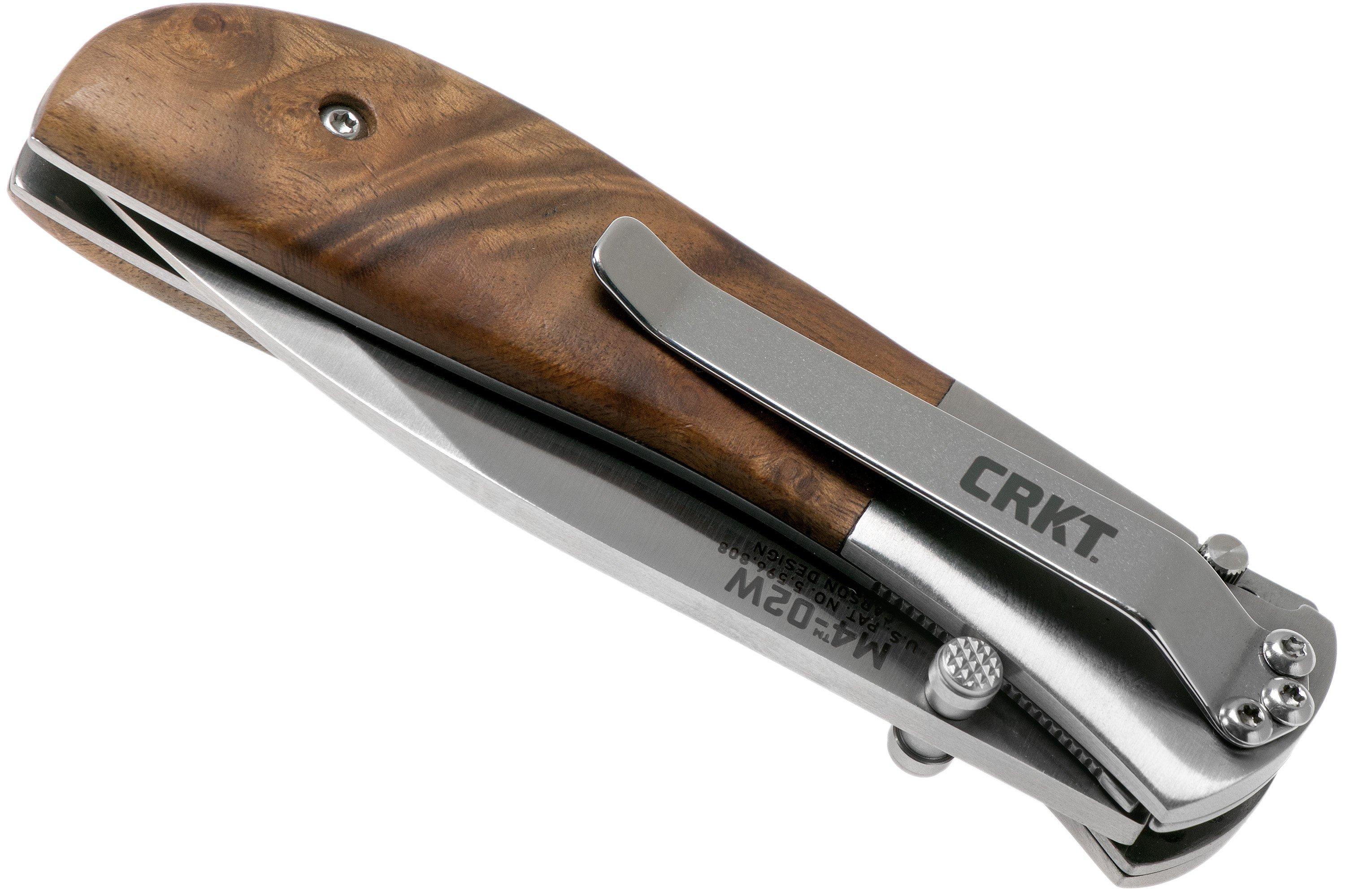CRKT M402W Burled Wood coltello da tasca, Kit Carson design Fare