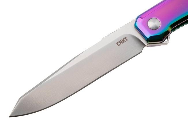 Afbeelding voor CRKT Facet K230PXP Satin 12C27, Iridescent Titanium Nitride Stainless Steel, zakmes, Ken Onion design