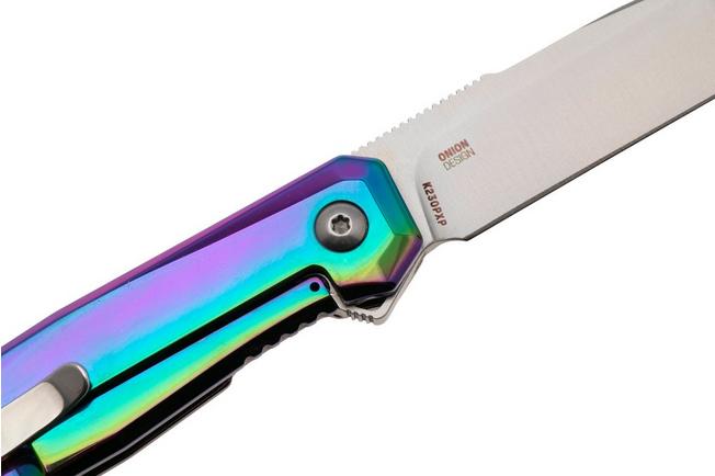 Afbeelding voor CRKT Facet K230PXP Satin 12C27, Iridescent Titanium Nitride Stainless Steel, zakmes, Ken Onion design