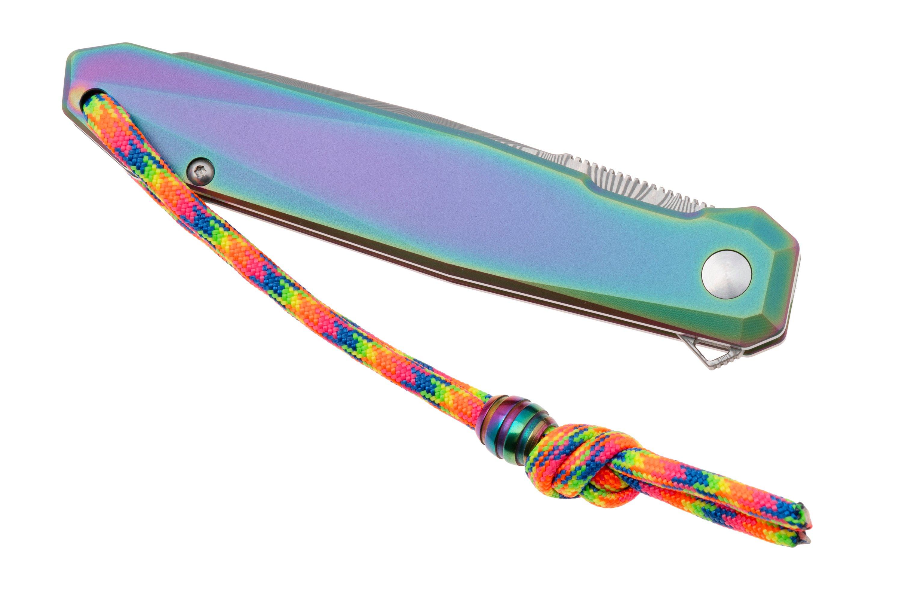 CRKT Facet K231TDP Damascus, Iridescent Titanium Nitride Titanium