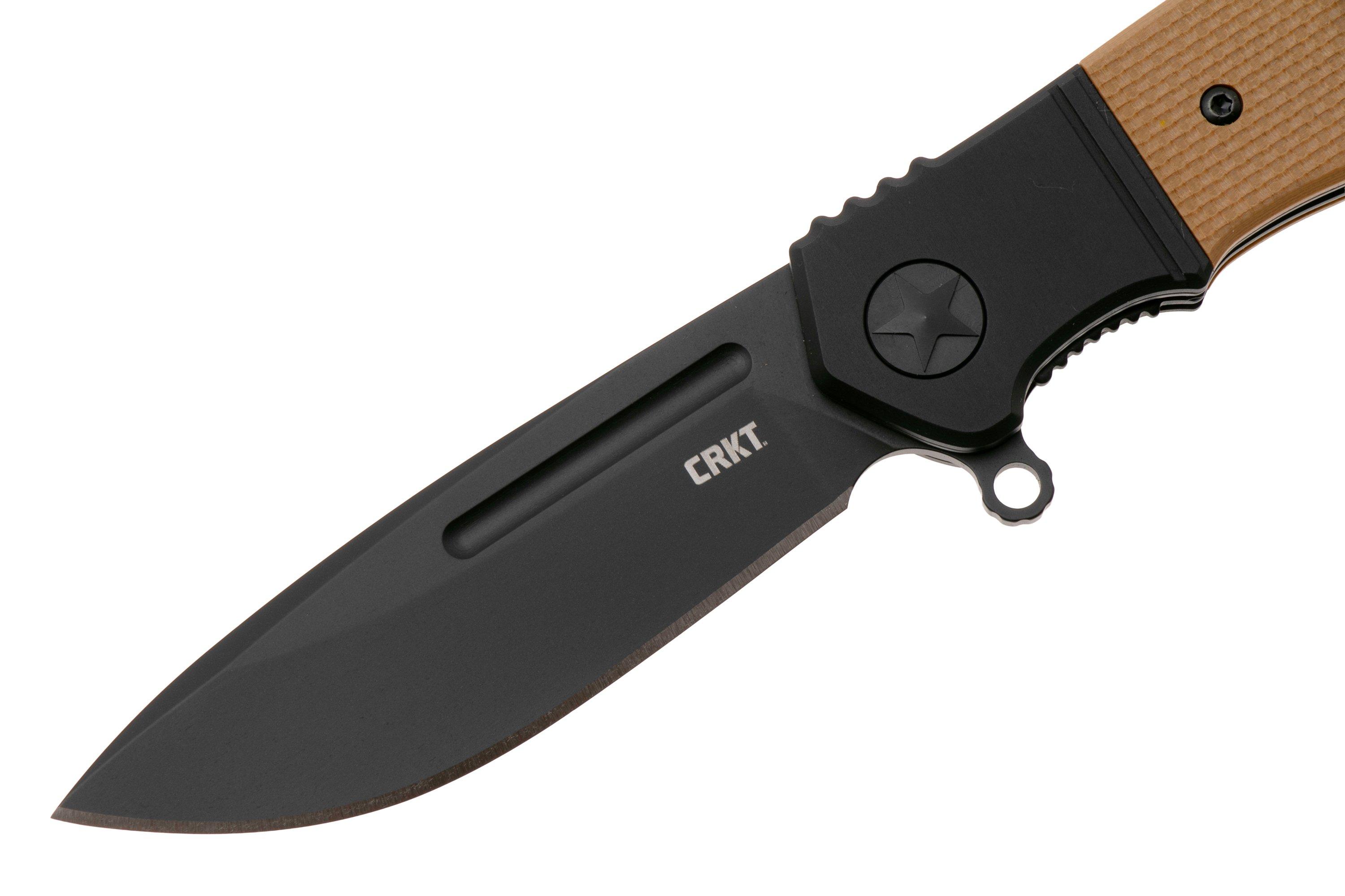 CRKT Homefront Compact Black DLC K245BKP Desert Tan G10 pocket knife