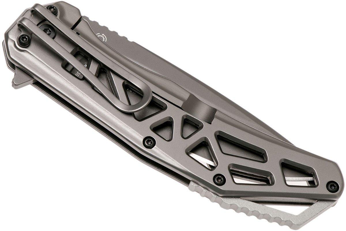 CRKT Gusset K330GGP Grey Plain Edge pocket knife, Ken Onion design