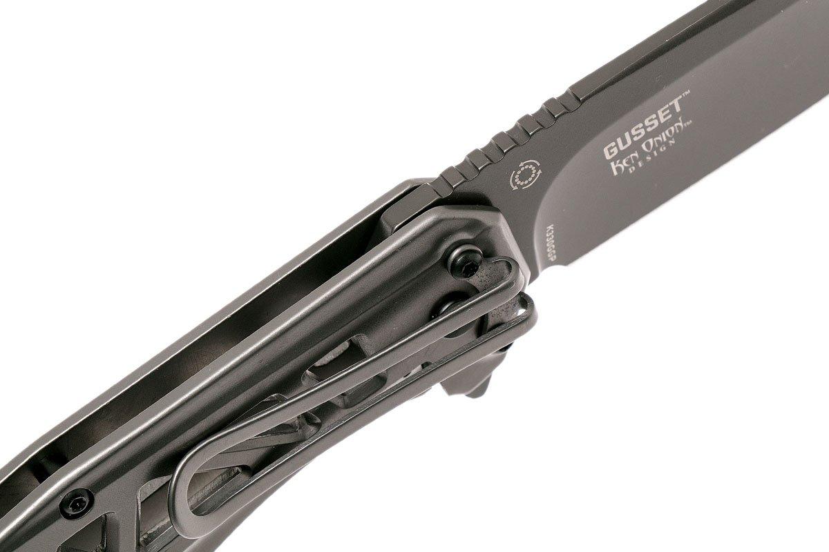 CRKT Gusset K330GGP Grey Plain Edge pocket knife, Ken Onion design