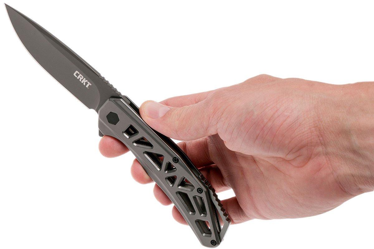 CRKT Gusset K330GGP Grey Plain Edge pocket knife, Ken Onion design