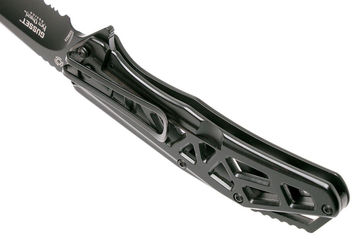 CRKT Gusset K330KKS Black Serrated pocket knife, Ken Onion design