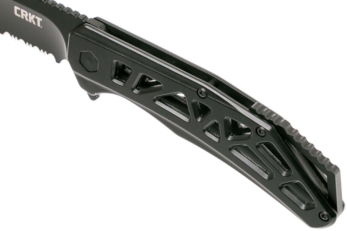 CRKT Gusset K330KKS Black Serrated pocket knife, Ken Onion design