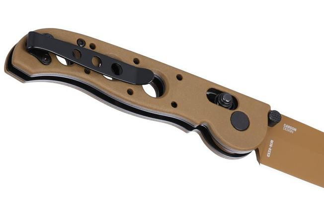 Obraz dla Nóż składany CRKT M16 Crossbar Lock Tanto M16-02XD Desert Tan EDP D2, Desert Tan Grivory, projekt Kit Carson