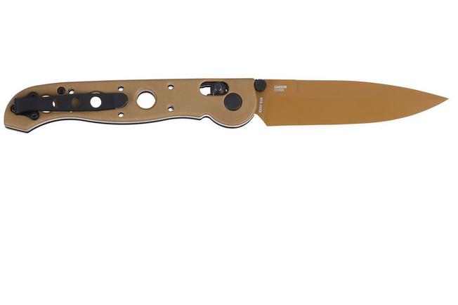 Obraz dla Nóż składany CRKT M16 Crossbar Lock Spear Point M16-03XD Desert Tan EDP D2, Desert Tan Grivory, projekt Kit Carson