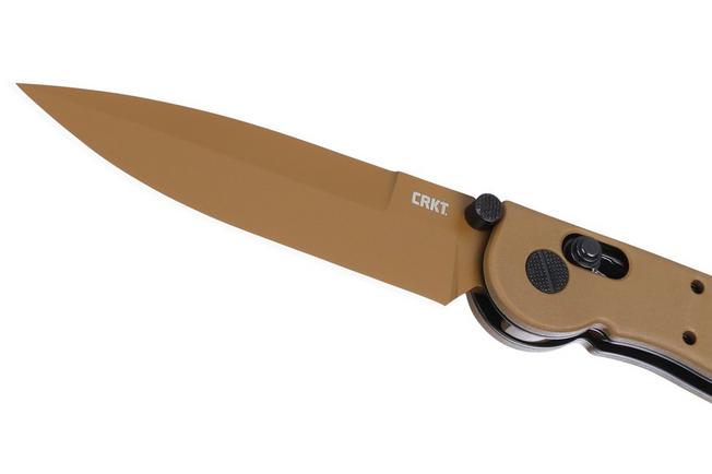 Obraz dla Nóż składany CRKT M16 Crossbar Lock Spear Point M16-03XD Desert Tan EDP D2, Desert Tan Grivory, projekt Kit Carson