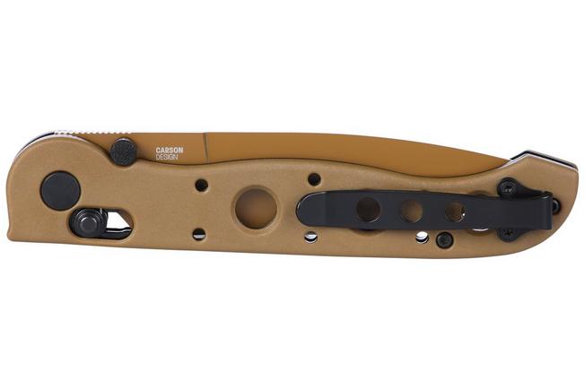 Obraz dla Nóż składany CRKT M16 Crossbar Lock Spear Point M16-03XD Desert Tan EDP D2, Desert Tan Grivory, projekt Kit Carson