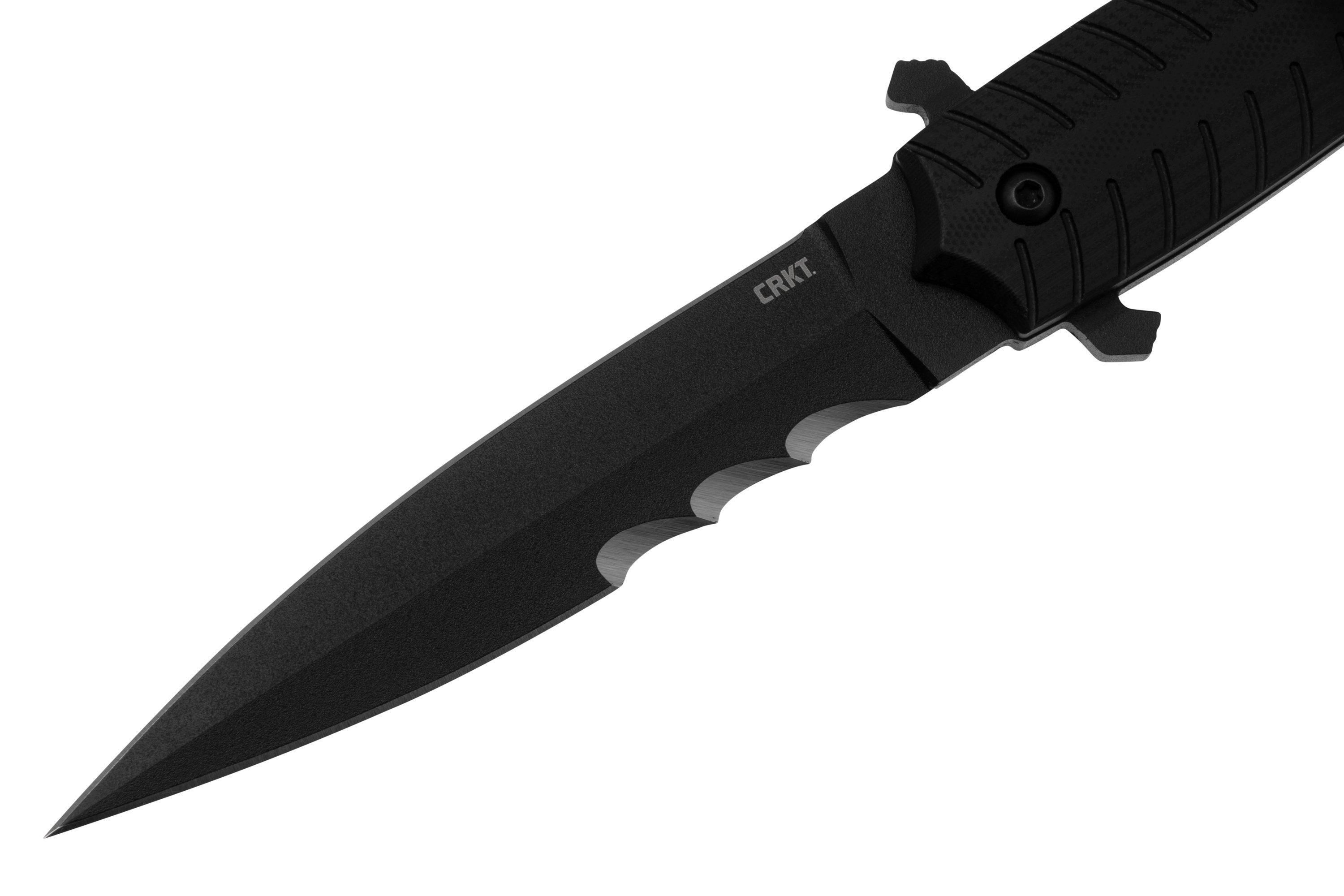 CRKT Xolotl Fixed Veff Serrations 2263 Black Powder Coat SK-5, Black ...