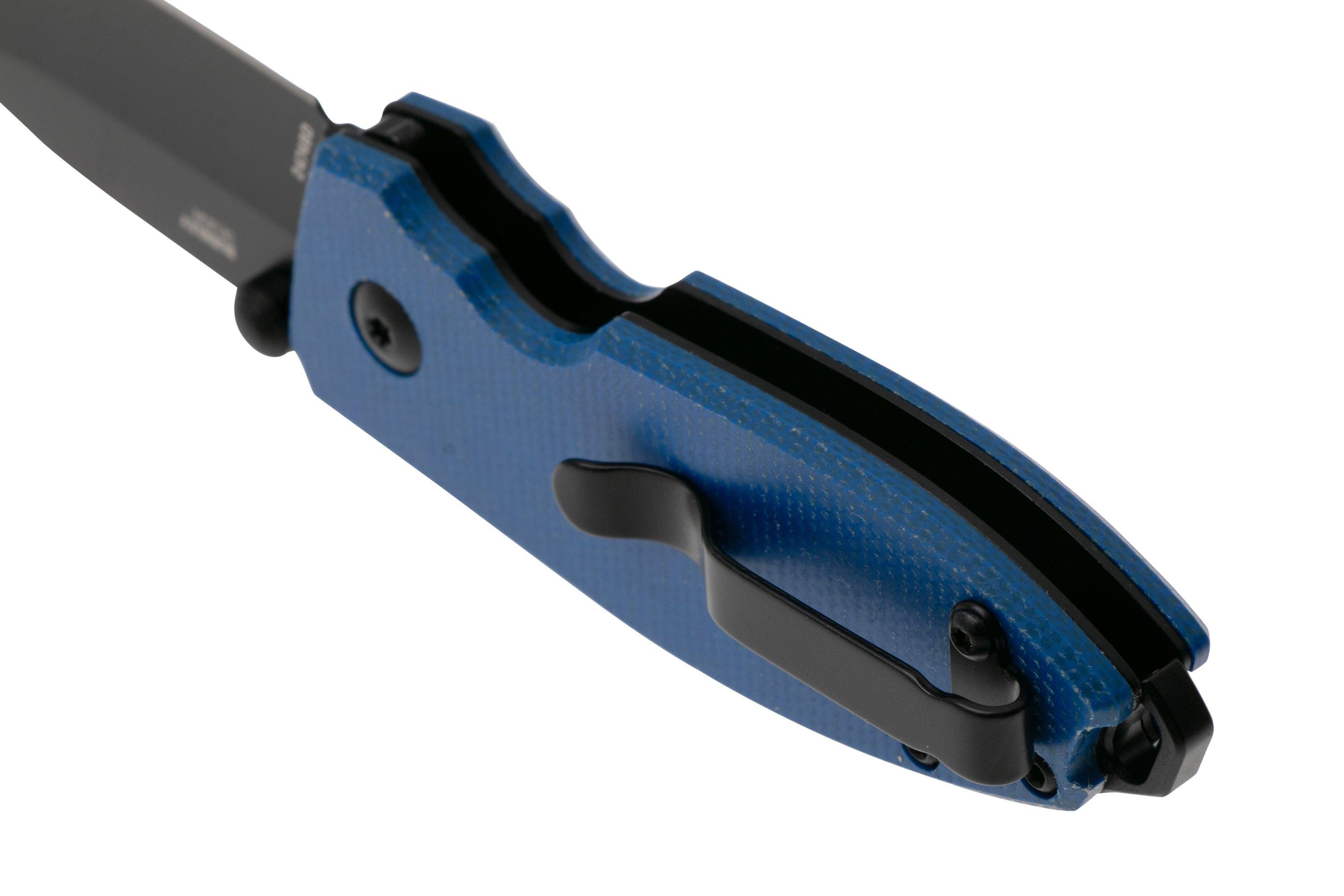 CRKT Squid Button Lock 2474BD Black Oxide D2, Blue Micarta ...