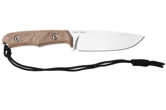 Afbeelding voor Chris Reeve Backpacker Drop Point BPR-1001 Stonewashed CPM MagnaCut, Natural Canvas Micarta, outdoormes