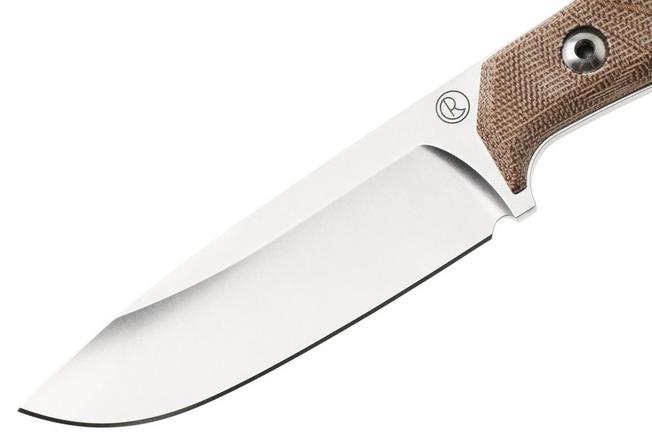 Afbeelding voor Chris Reeve Backpacker Drop Point BPR-1001 Stonewashed CPM MagnaCut, Natural Canvas Micarta, outdoormes