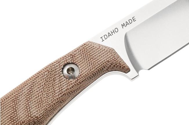 Afbeelding voor Chris Reeve Backpacker Drop Point BPR-1001 Stonewashed CPM MagnaCut, Natural Canvas Micarta, outdoormes