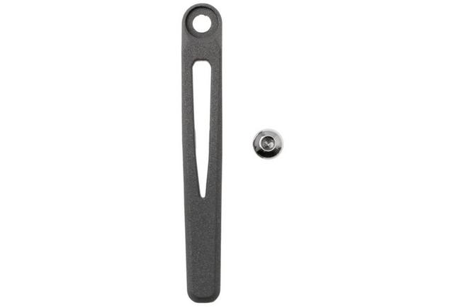 Afbeelding voor Chris Reeve MIM Pocket Clip and Screw Large & Small Sebenza 31 Umnumzaan CRK-5049 Sand Blasted Titanium Pocketclip