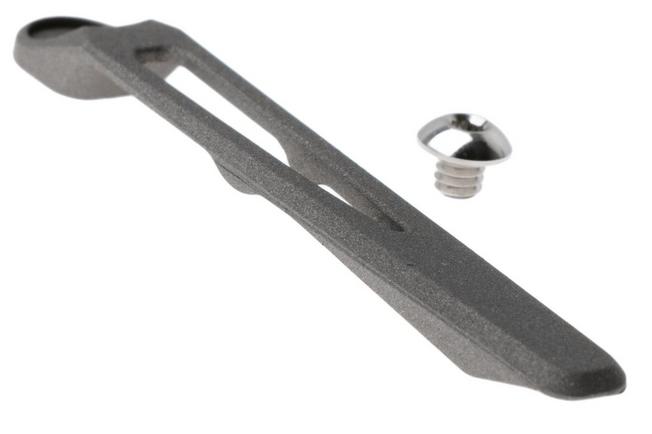 Afbeelding voor Chris Reeve MIM Pocket Clip and Screw Large & Small Sebenza 31 Umnumzaan CRK-5049 Sand Blasted Titanium Pocketclip