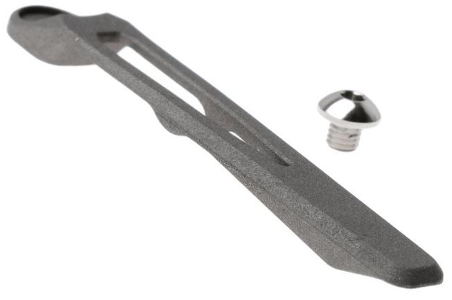 Afbeelding voor Chris Reeve MIM Pocket Clip and Screw Large & Small Inkosi CRK-5050 Sand Blasted Titanium Pocketclip