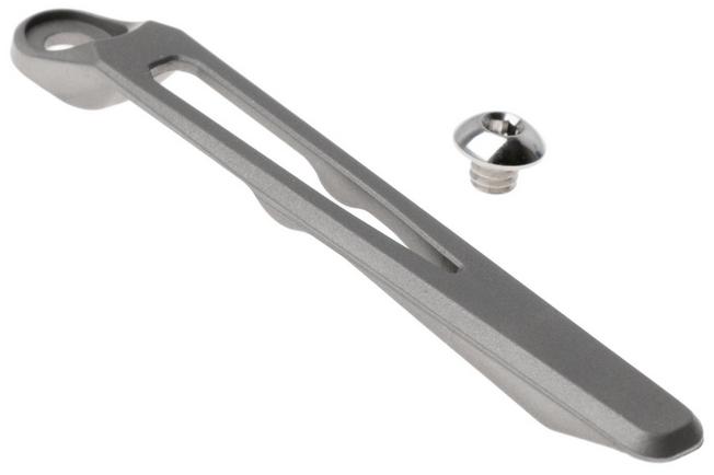 Afbeelding voor Chris Reeve MIM Pocket Clip and Screw Large & Small Sebenza 31 Umnumzaan CRK-5051 Glass Blasted Titanium Pocketclip