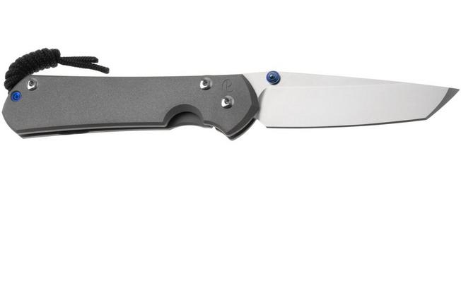 Afbeelding voor Chris Reeve Large Sebenza 31 L31-1011, Stonewashed CPM MagnaCut Tanto, Sand Blasted Titanium, linkshandig zakmes