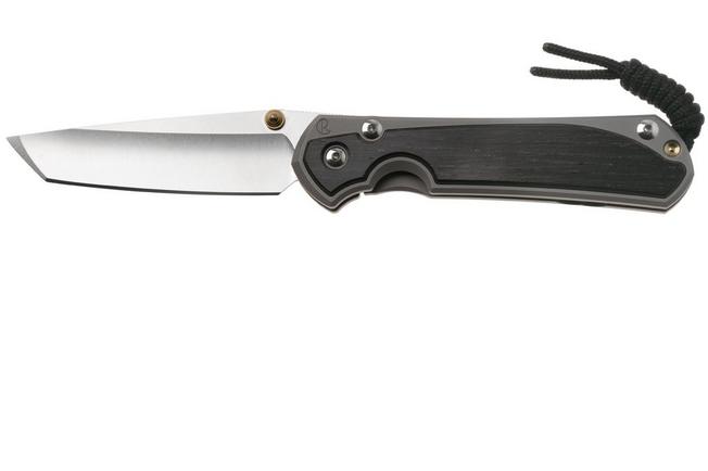 Afbeelding voor Chris Reeve Large Sebenza 31, L31-1130, Stonewashed MagnaCut Tanto, Glassblasted Titanium, Bog Oak Inlay zakmes