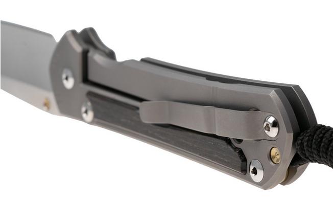 Afbeelding voor Chris Reeve Large Sebenza 31, L31-1130, Stonewashed MagnaCut Tanto, Glassblasted Titanium, Bog Oak Inlay zakmes