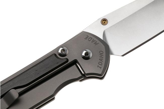 Afbeelding voor Chris Reeve Large Sebenza 31, L31-1130, Stonewashed MagnaCut Tanto, Glassblasted Titanium, Bog Oak Inlay zakmes