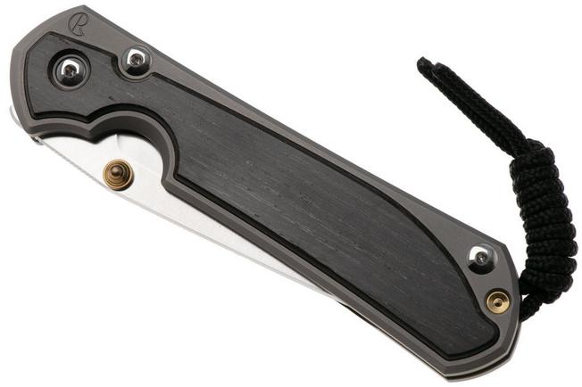 Afbeelding voor Chris Reeve Large Sebenza 31, L31-1130, Stonewashed MagnaCut Tanto, Glassblasted Titanium, Bog Oak Inlay zakmes