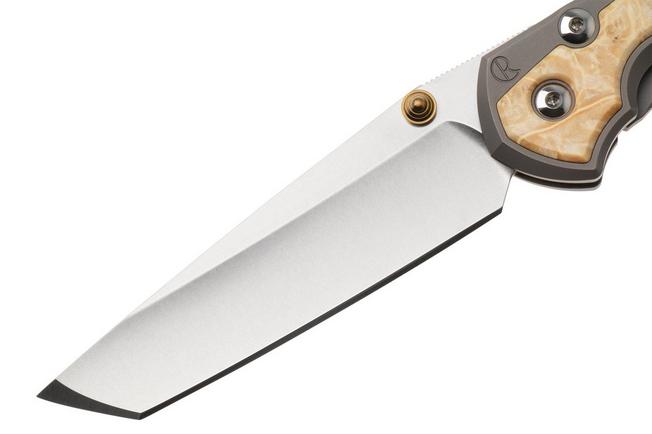 Afbeelding voor Chris Reeve Large Sebenza 31, L31-1132, Stonewashed CPM MagnaCut Tanto, Glass Blasted Grey Titanium, Box Elder Inlay zakmes