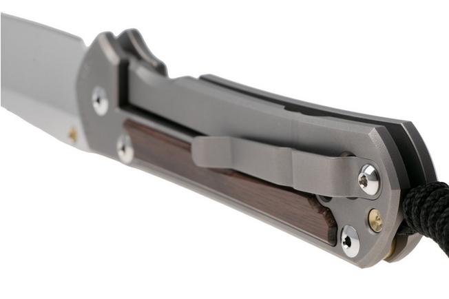 Afbeelding voor Chris Reeve Large Sebenza 31, L31-1134, Stonewashed MagnaCut Tanto, Sandblasted Titanium, Macassar Ebony Inlay zakmes