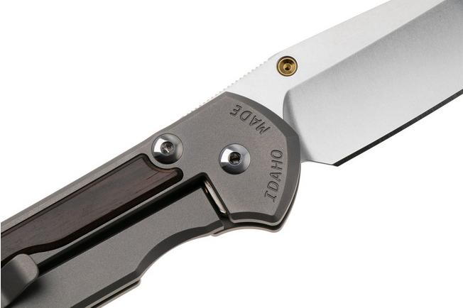 Afbeelding voor Chris Reeve Large Sebenza 31, L31-1134, Stonewashed MagnaCut Tanto, Sandblasted Titanium, Macassar Ebony Inlay zakmes